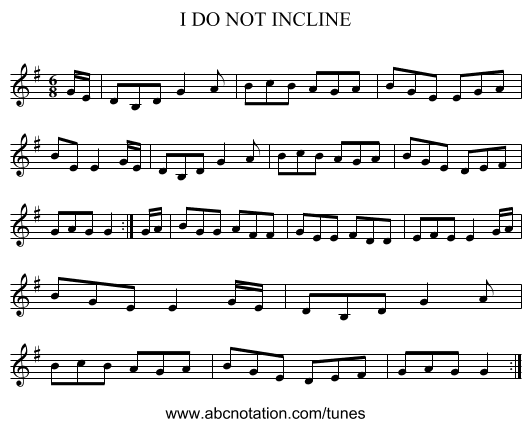 I DO NOT INCLINE - staff notation
