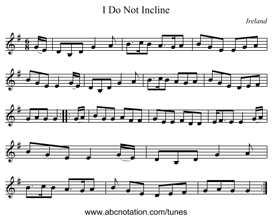 I Do Not Incline - staff notation