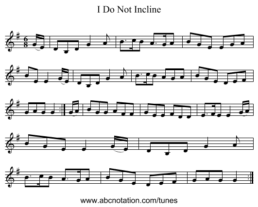 I Do Not Incline - staff notation