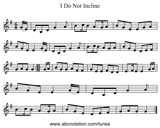 I Do Not Incline - staff notation