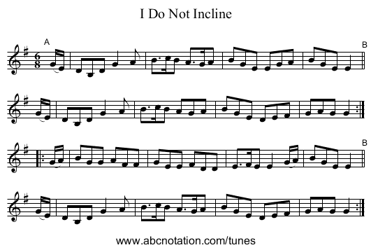 I Do Not Incline - staff notation