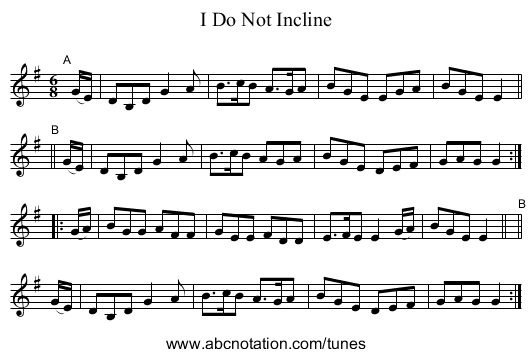 I Do Not Incline - staff notation