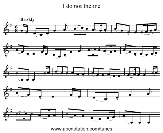 I do not Incline - staff notation
