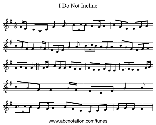 I Do Not Incline - staff notation