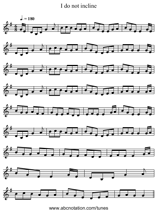 I do not incline - staff notation