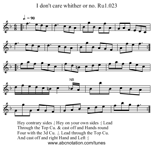 I don't care whither or no. Ru1.023 - staff notation