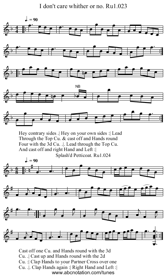 I don't care whither or no. Ru1.023 - staff notation