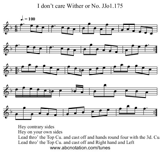 I don’t care Wither or No. JJo1.175 - staff notation