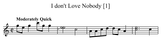 I don't Love Nobody [1] - staff notation