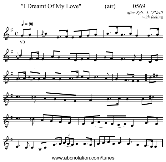 I Dreamt Of My Love               (air)           0569 - staff notation