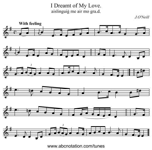 I Dreamt of My Love. - staff notation