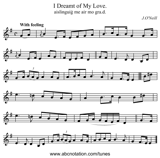 I Dreamt of My Love. - staff notation