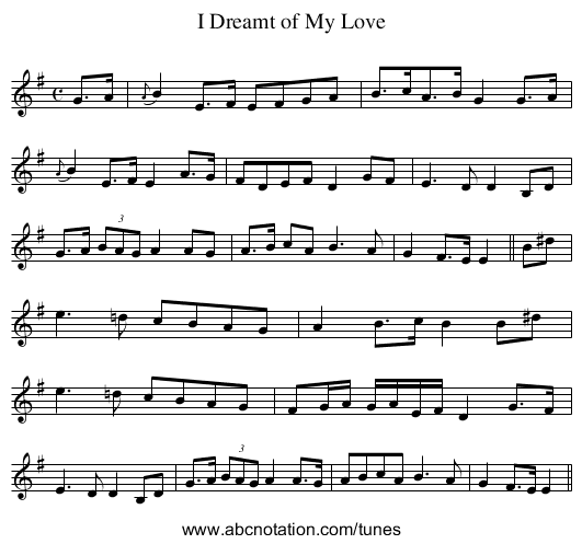 I Dreamt of My Love - staff notation