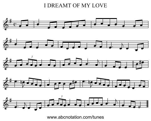 I DREAMT OF MY LOVE - staff notation