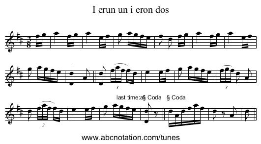 I erun un i eron dos - staff notation