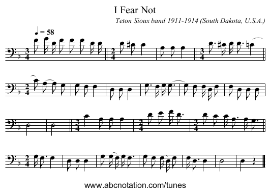I Fear Not - staff notation