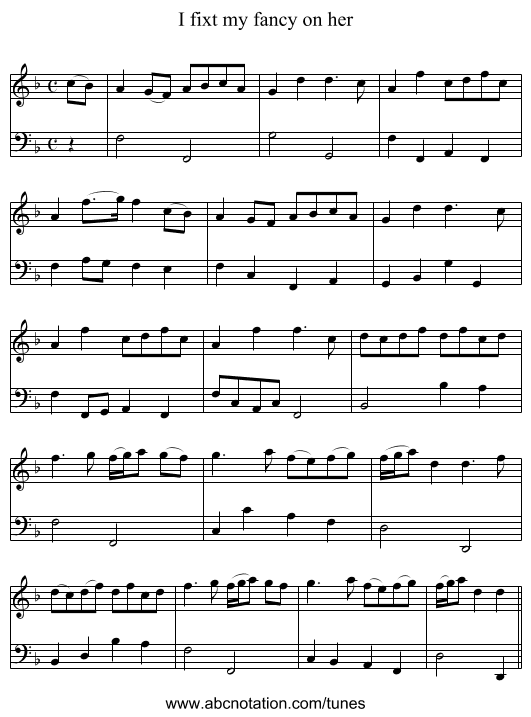 I fixt my fancy on her - staff notation