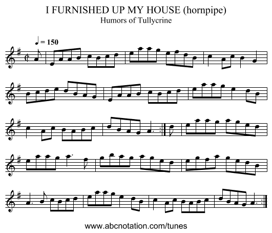 I FURNISHED UP MY HOUSE (hornpipe) - staff notation