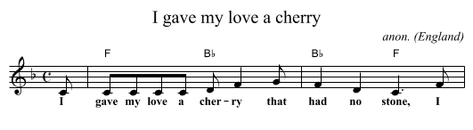 I gave my love a cherry - staff notation
