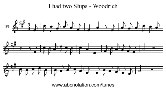 I had two Ships - Woodrich - staff notation