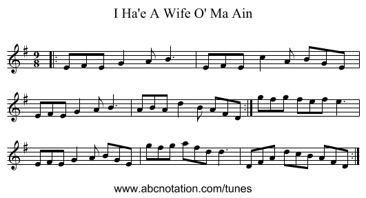 I Ha'e A Wife O' Ma Ain - staff notation