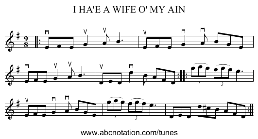 I HA'E A WIFE O' MY AIN - staff notation