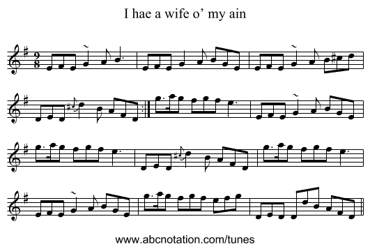 I hae a wife o’ my ain - staff notation