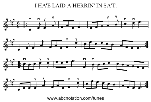 I HA'E LAID A HERRIN' IN SA'T. - staff notation