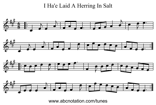 I Ha'e Laid A Herring In Salt - staff notation