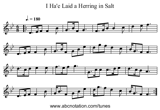 I Ha'e Laid a Herring in Salt - staff notation