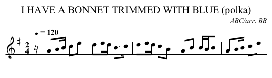 I HAVE A BONNET TRIMMED WITH BLUE (polka) - staff notation