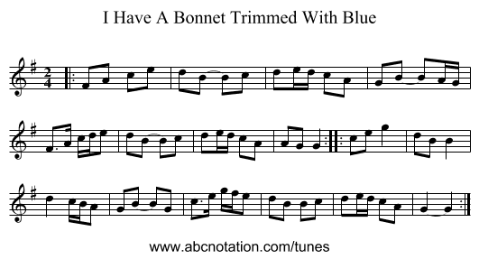 I Have A Bonnet Trimmed With Blue - staff notation