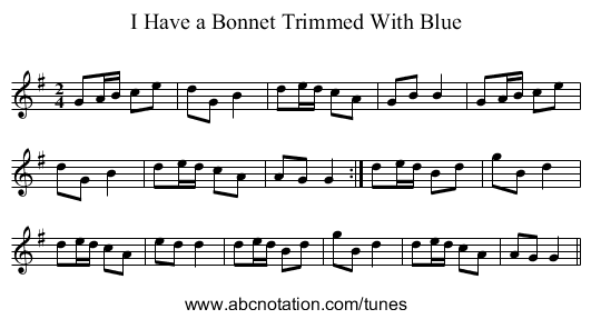I Have a Bonnet Trimmed With Blue - staff notation