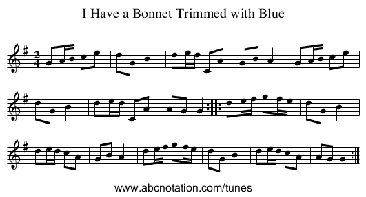 I Have a Bonnet Trimmed with Blue - staff notation