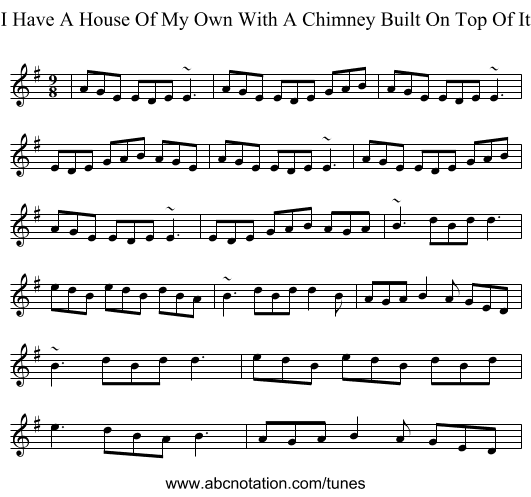 I Have A House Of My Own With A Chimney Built On Top Of It - staff notation