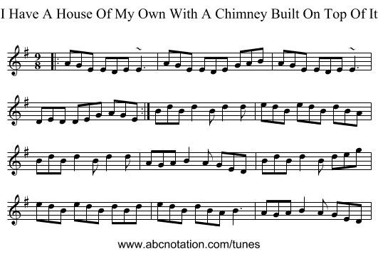 I Have A House Of My Own With A Chimney Built On Top Of It - staff notation