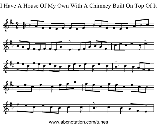 I Have A House Of My Own With A Chimney Built On Top Of It - staff notation