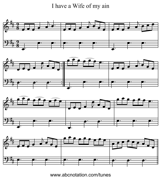 I have a Wife of my ain - staff notation