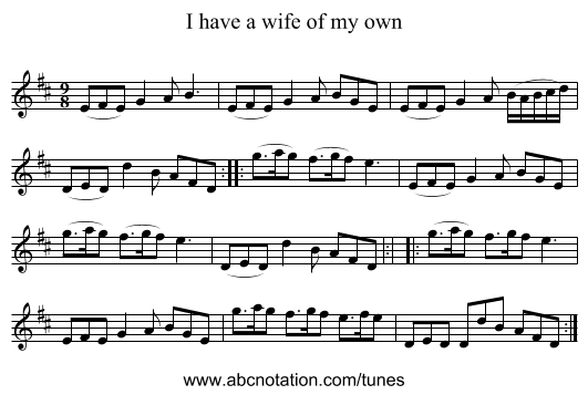 I have a wife of my own - staff notation