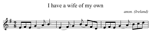 I have a wife of my own - staff notation