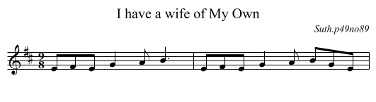 I have a wife of My Own - staff notation
