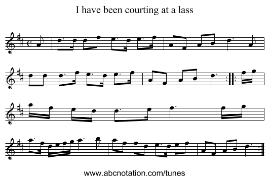 I have been courting at a lass - staff notation