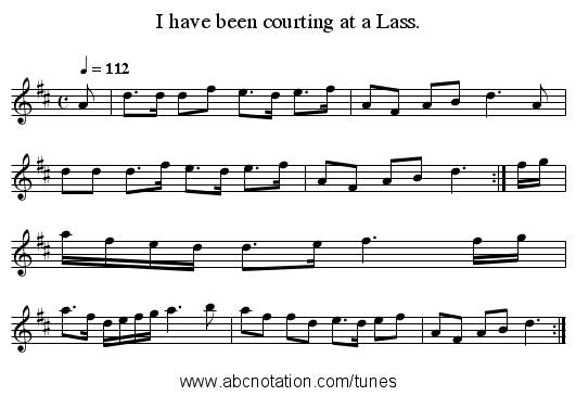 I have been courting at a Lass. - staff notation