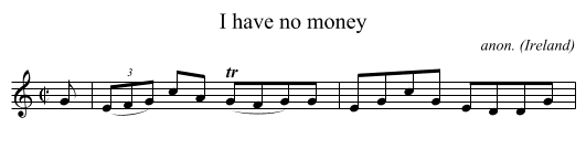 I have no money - staff notation