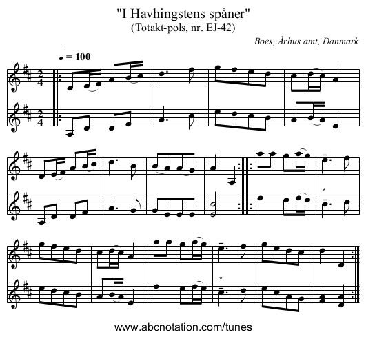I Havhingstens spåner - staff notation