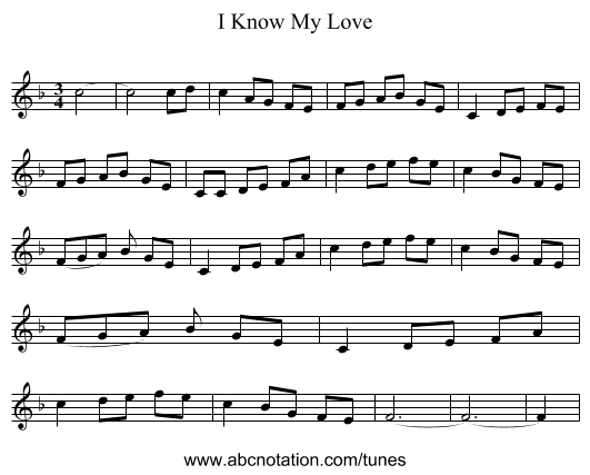 I Know My Love - staff notation