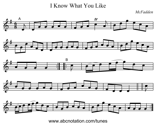 I Know What You Like - staff notation