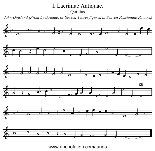 I. Lacrimae Antiquae. - staff notation