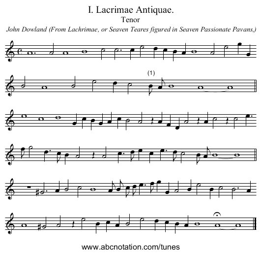 I. Lacrimae Antiquae. - staff notation