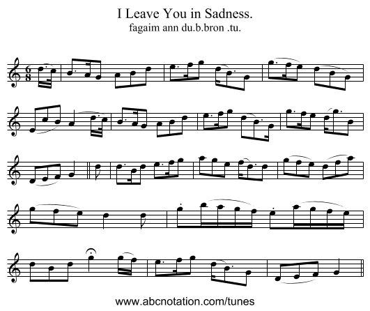 I Leave You in Sadness. - staff notation